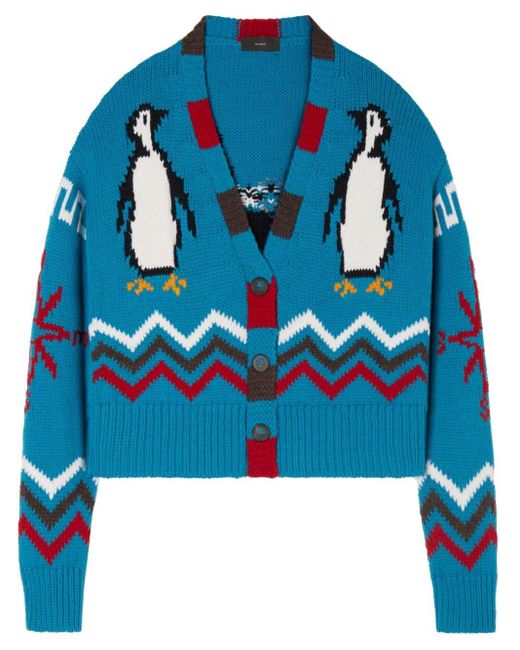 Cardigan For the Love of Penguin jacquard di Alanui in Blue