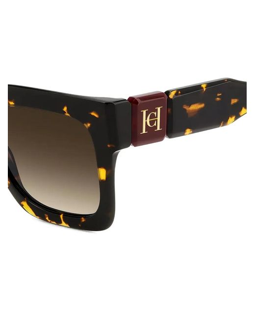 Carolina Herrera Black Tortoiseshell-Effect Square-Square-Square-Frame Sunglasses