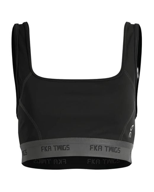 On Shoes Black Square-Neck Sports Bra