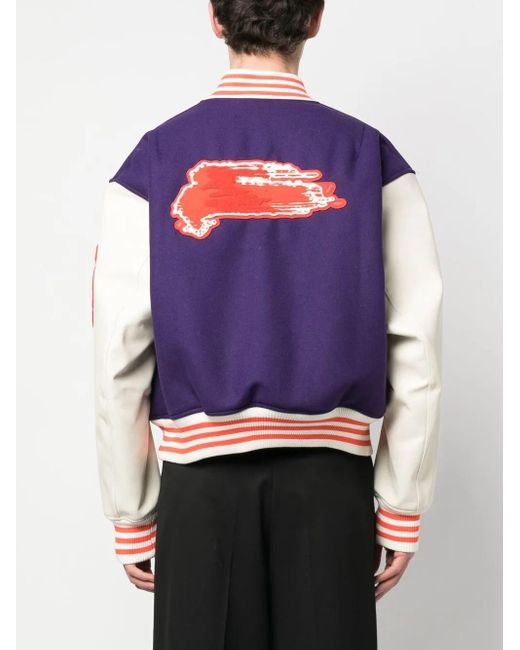 Y-3 Purple Graphic-Print Bomber Jacket for men