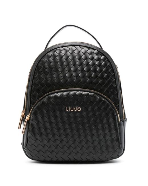 Liu Jo Black Logo-lettering Interwoven Backpack