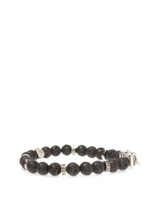 Ferragamo White Gancini Lava Stone Beaded Bracelet for men