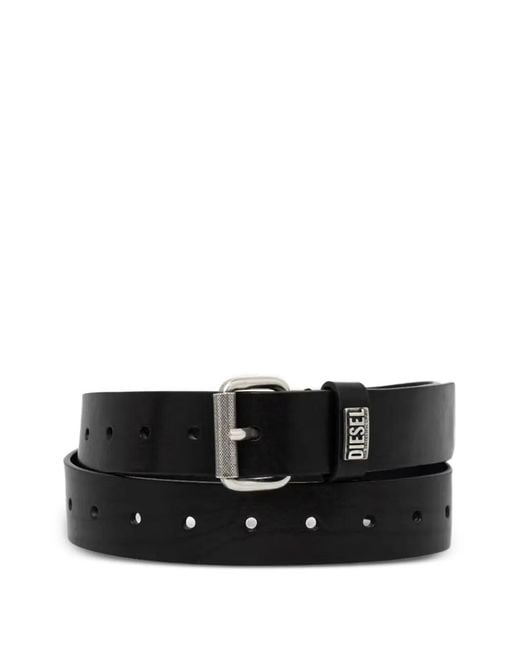 Cinturón Con Placa Del Logo DIESEL de hombre de color Black