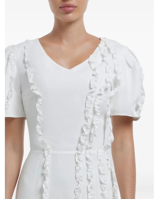 POST MERIDIEM White Ruffle-Detail Midi Dress