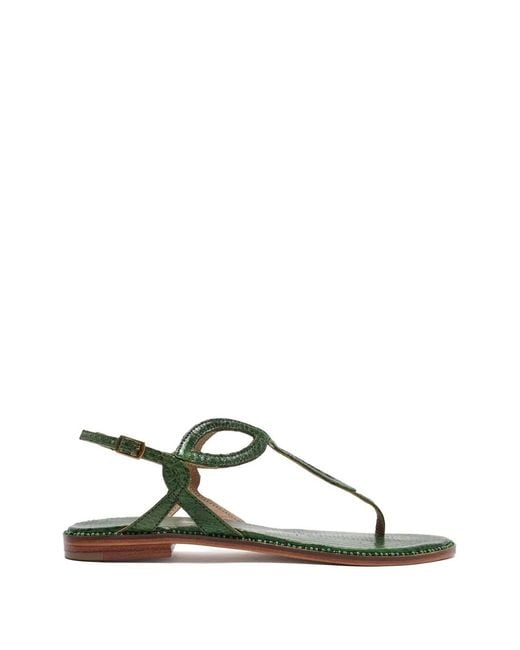 Maliparmi Green Urban Spin Snakeskin Sandals
