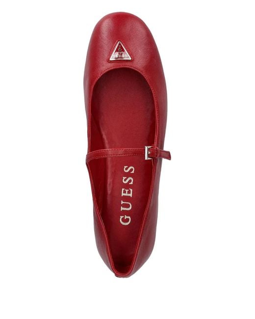 Guess Red Kalida Buckle-Strap Ballet Flats