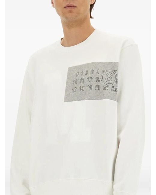 MM6 by Maison Margiela White Numbers-Motif Sweatshirt for men