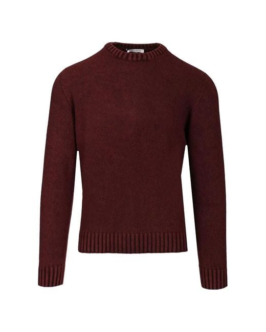 Al Duca D'aosta Red Ribbed-Trim Crew-Neck Sweater for men