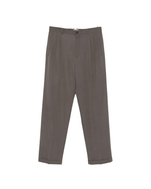 The Row Gray Tosca Pleated Wool Trousers for men