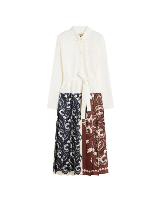 Weekend by Maxmara White Floral-Print Belted Shirt Dress
