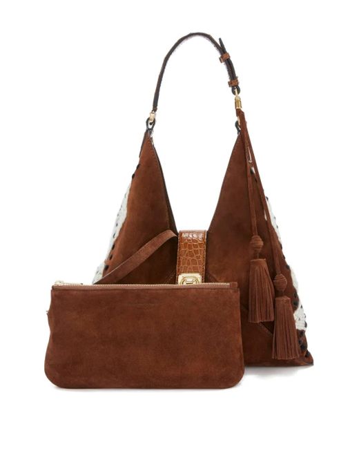 Sac Cabas En Daim À Losanges Brodés Ermanno Scervino en coloris Brown
