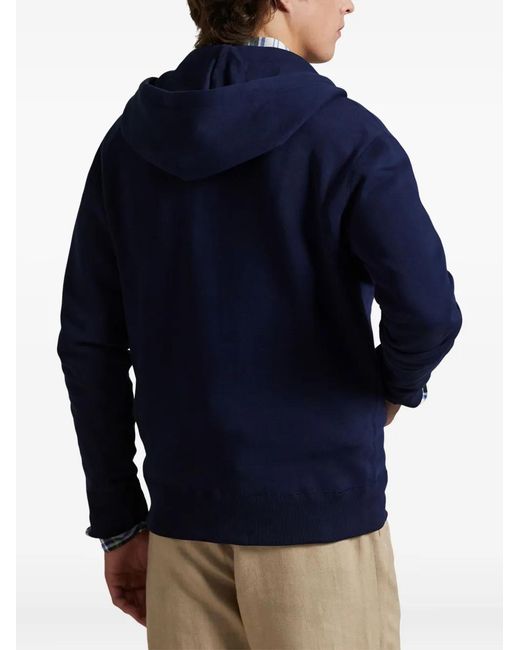 Polo Ralph Lauren Blue Logo-Embroidered Zip-Up Hoodie for men