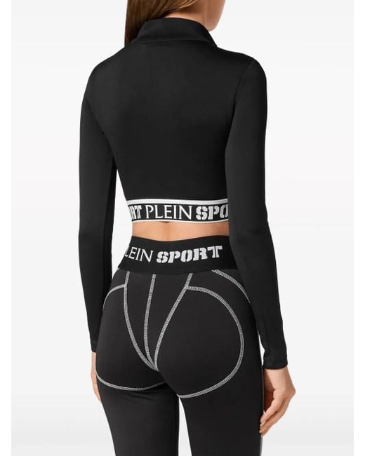Philipp Plein Black Logo-Underband Crop Top