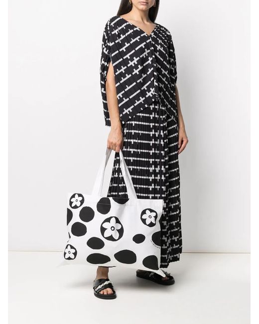 10 Corso Como White Floral Polka-Dot Print Tote Bag