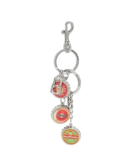 Balenciaga White Beer Caps Keyring for men