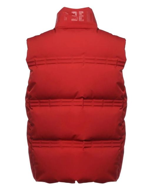 Moncler Red Logo-Patch Padded Jacket