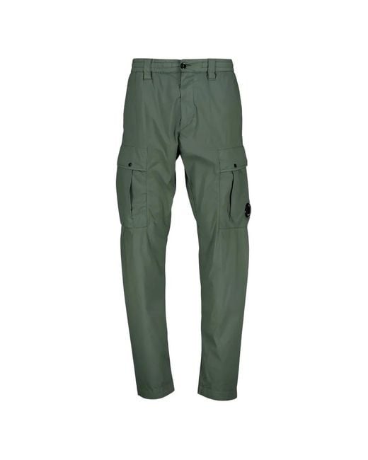 C P Company Green 50 Fili Stretch Elasticated Lens Cargo Pants for men