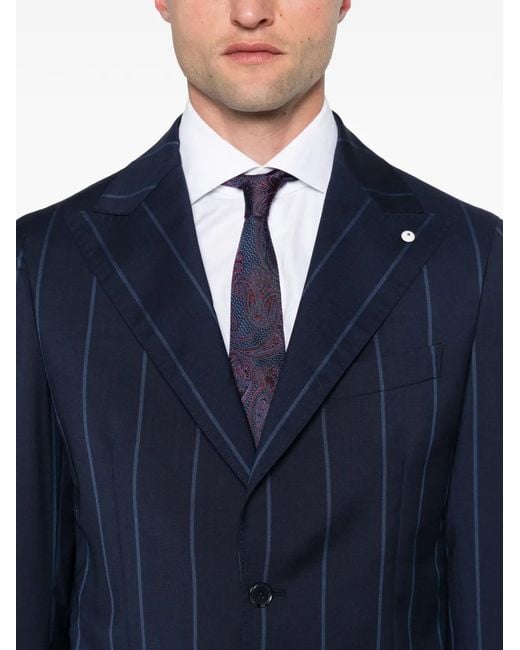 Luigi Bianchi Blue Pinstripe-Pattern Suit for men