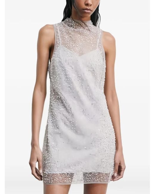 Patrizia Pepe White Sequin-Embellished Mini Dress