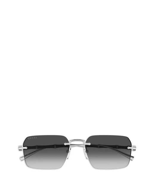 Gucci Gray Bamboo-Detail Rimless Sunglasses for men