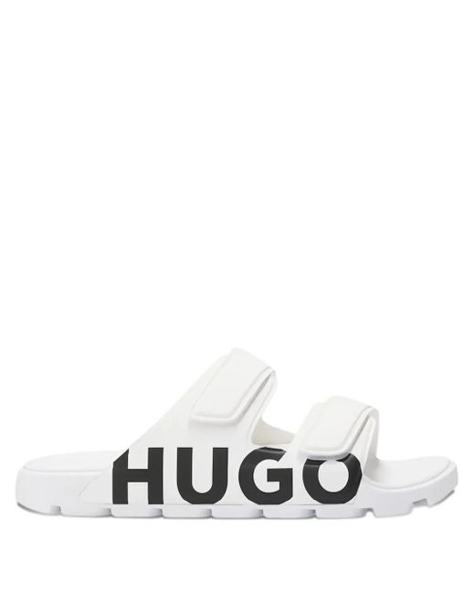 Sandali Slides Evander Con Doppia Fascia di HUGO in White da Uomo