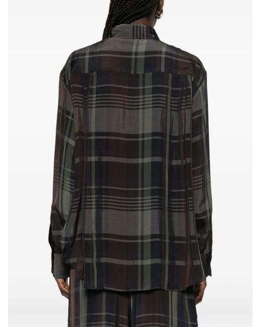 Frankie Shop Black Sheer Finish Button-Up Long Sleeve Shirt With Point Collar