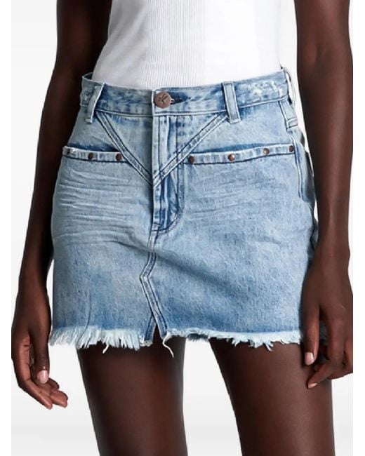 One Teaspoon Blue Salty Dog Frayed Mini Skirt