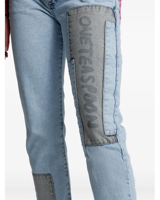 One Teaspoon Blue Patchwork Frayed Jeans