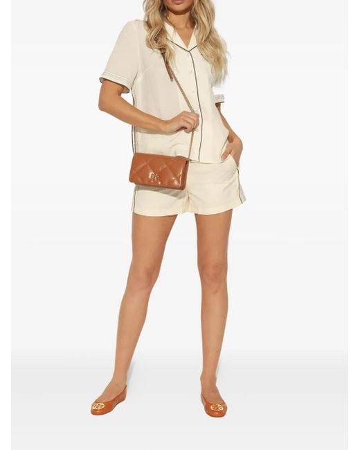 Tory Burch Brown Leather Logo-Detail Pumps