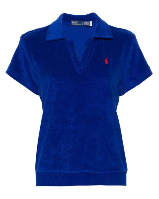 Polo Ralph Lauren Blue Polo Pony Terry-cloth Polo Shirt