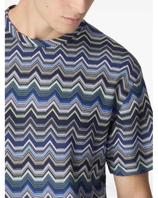 Missoni T-Shirt Mit Zickzackmuster in Blue für Herren
