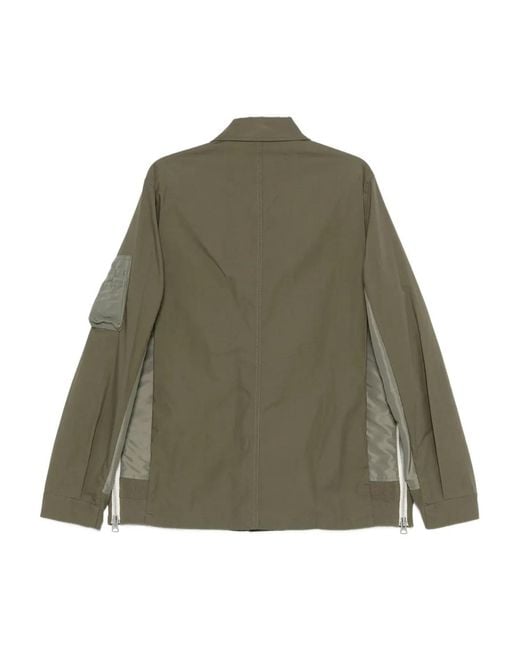 Sacai Green Button-Down Jacket for men