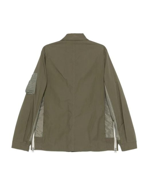 Sacai Green Button-Down Jacket for men