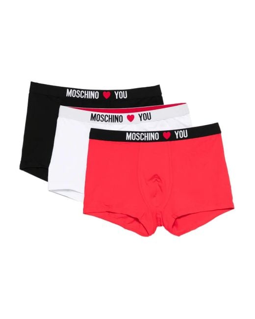Moschino Red Logo-Waistband Boxers (Pack Of Three) for men
