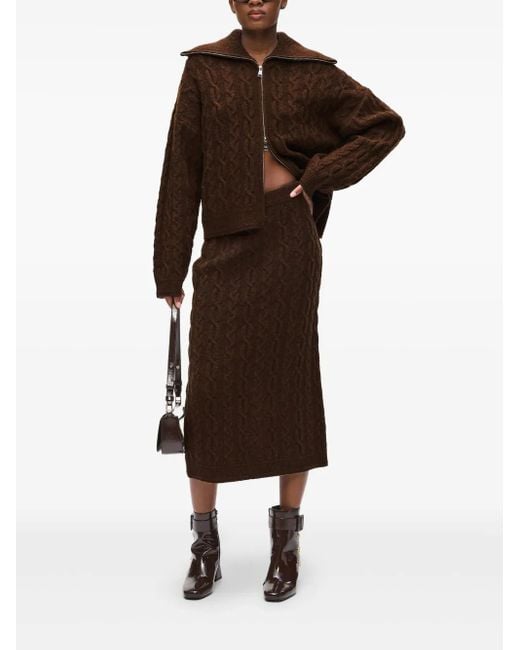 Falda midi de punto de ochos Karl Lagerfeld de color Brown