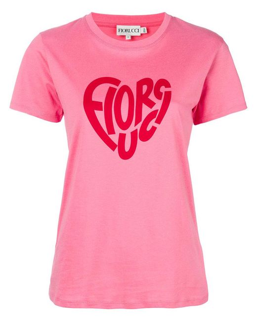 Fiorucci Pink Heart Logo Print T-shirt