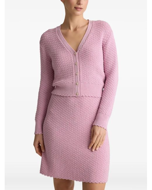 St. John Pink Perle Crepe Knit Cardigan