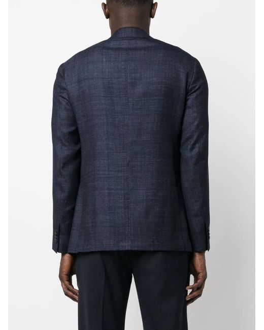 Corneliani Blue Single-breasted Chambray Blazer for men