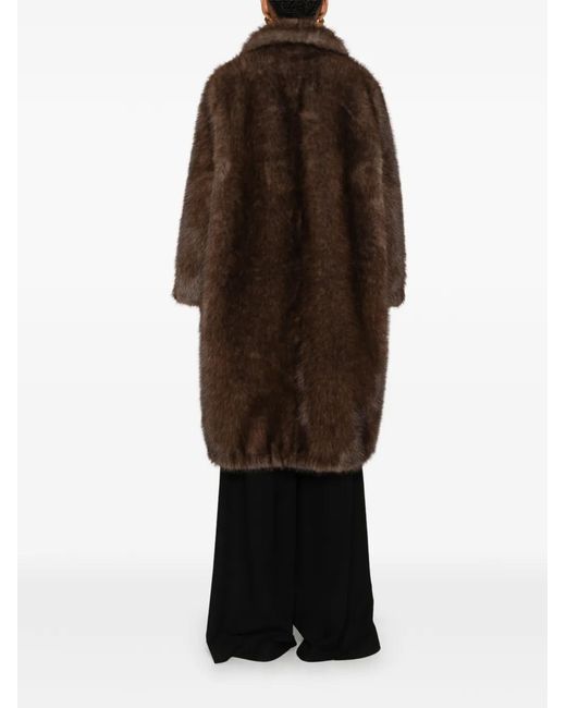 VALENTINI 1972 Brown Faux-Fur Notched-Lapels Coat