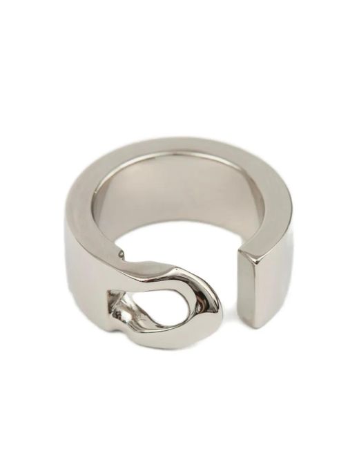 Anello Minimal Con Logo 3Mm di MM6 by Maison Martin Margiela in White