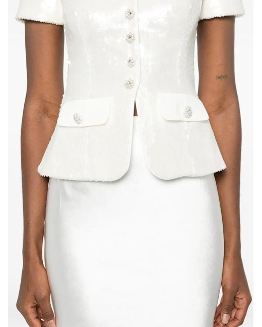 Self-Portrait White Button-Embellishment Maxi Skirt Set (Set Of Two)