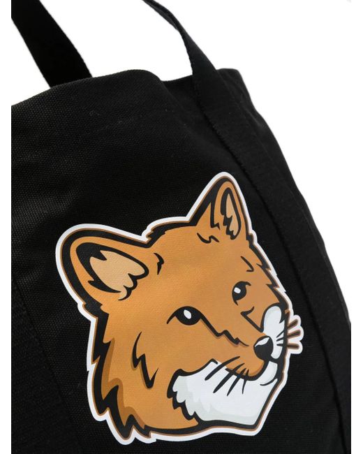 Maison Kitsuné Black Tote Bag With Print