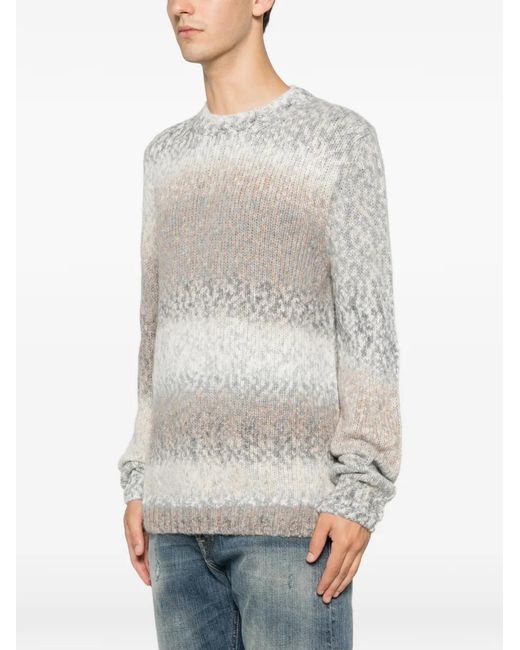Dondup White Gradient-Effect Chunky-Knit Sweater for men