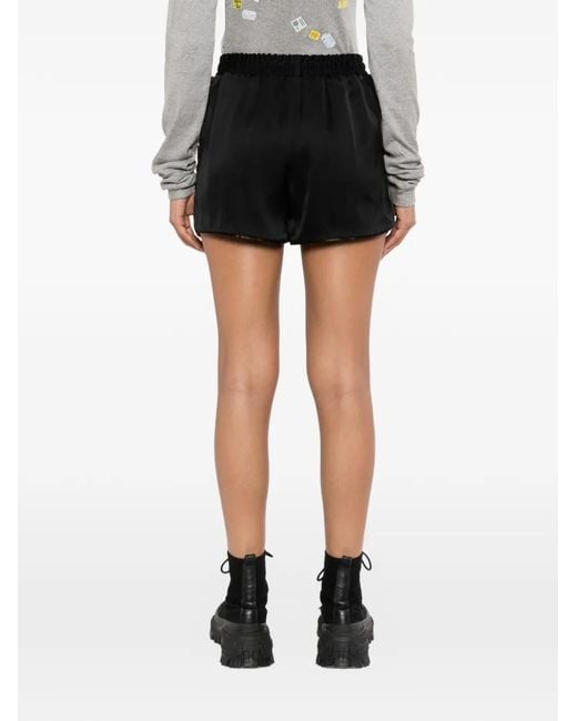 Maison Mihara Yasuhiro Black Logo-Patch Elasticated-Waist Shorts