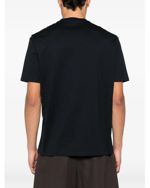 Emporio Armani Black Embroidered-Logo T-Shirt for men