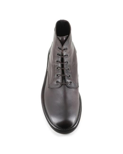 Alexander Hotto Brown Lace-Up Leather Ankle Boots for men