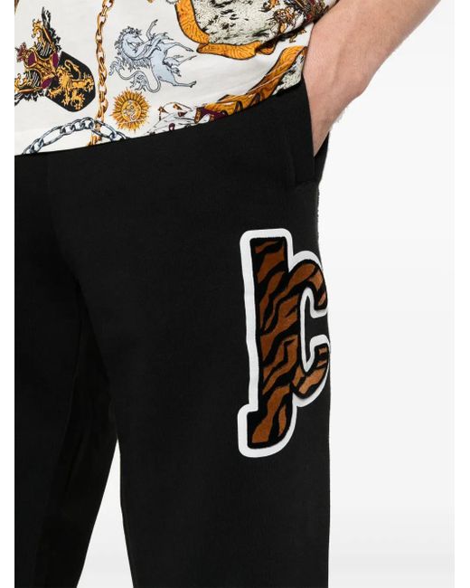 Just Cavalli Black Raised-Logo Track Pants for men