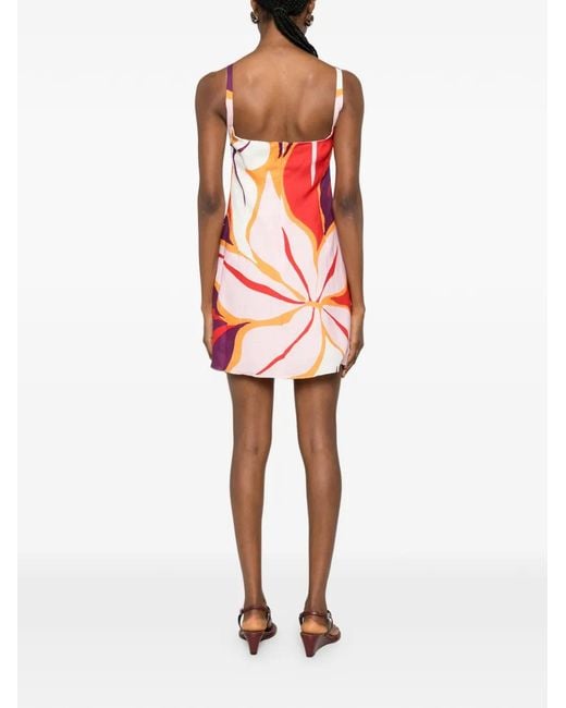 Cala De La Cruz Red Siela Floral-Print Mini Dress