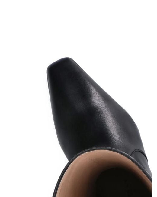 Stuart Weitzman Black Stassi 50 Square-Toe Leather Boots