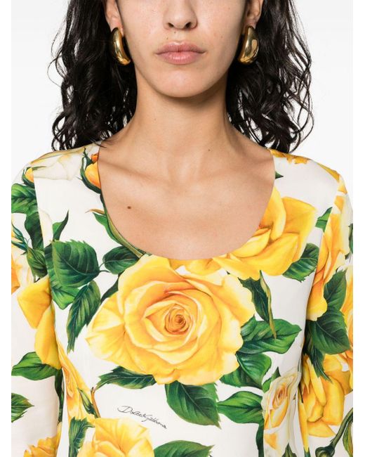 Dolce & Gabbana Metallic Kleid aus Seidengemisch mit Blumen-Print